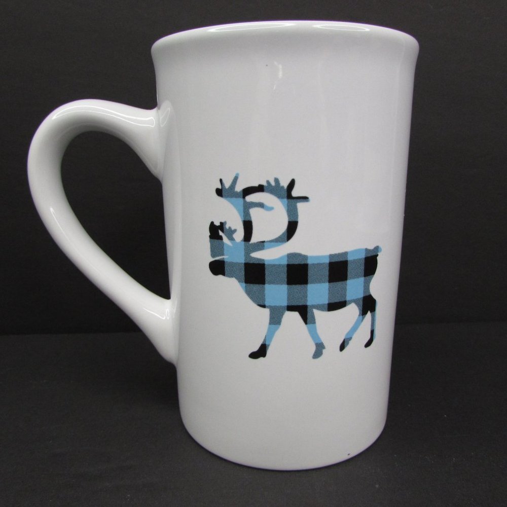 Caribou Coffee Blue Buffalo Plaid Logo Coffee Mug